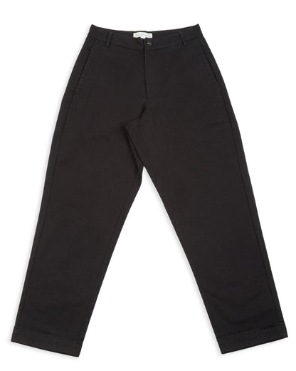 Merz b. Schwanen Good Basics Women's Relaxed Fit Pants - Deep Black Cotton Twill - Standard & Strange