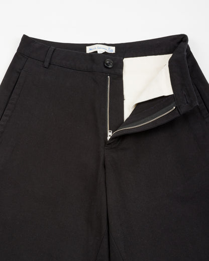 Merz b. Schwanen Good Basics Women's Relaxed Fit Pants - Deep Black Cotton Twill - Standard & Strange