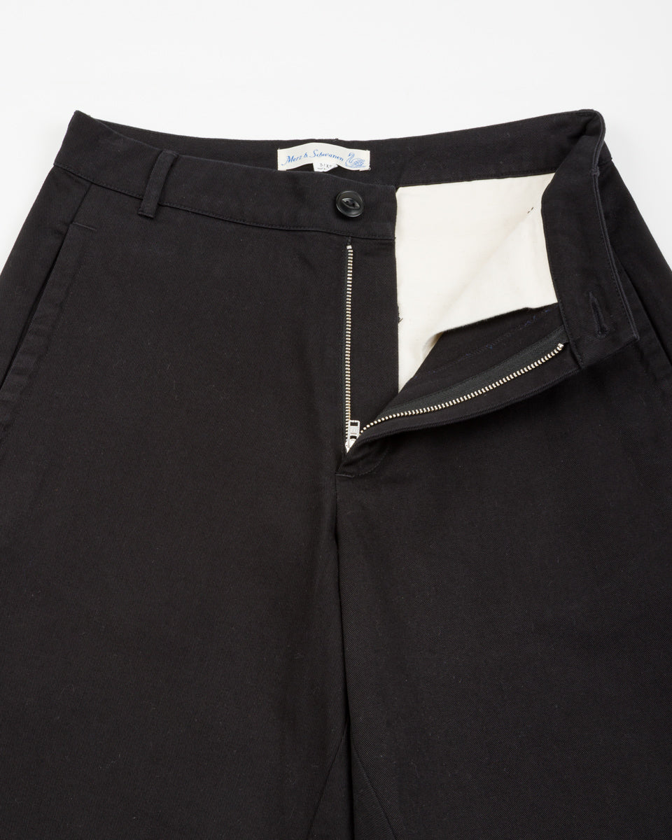 Merz b. Schwanen Good Basics Women's Relaxed Fit Pants - Deep Black Cotton Twill - Standard & Strange
