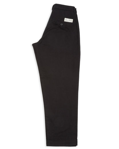 Merz b. Schwanen Good Basics Women's Relaxed Fit Pants - Deep Black Cotton Twill - Standard & Strange