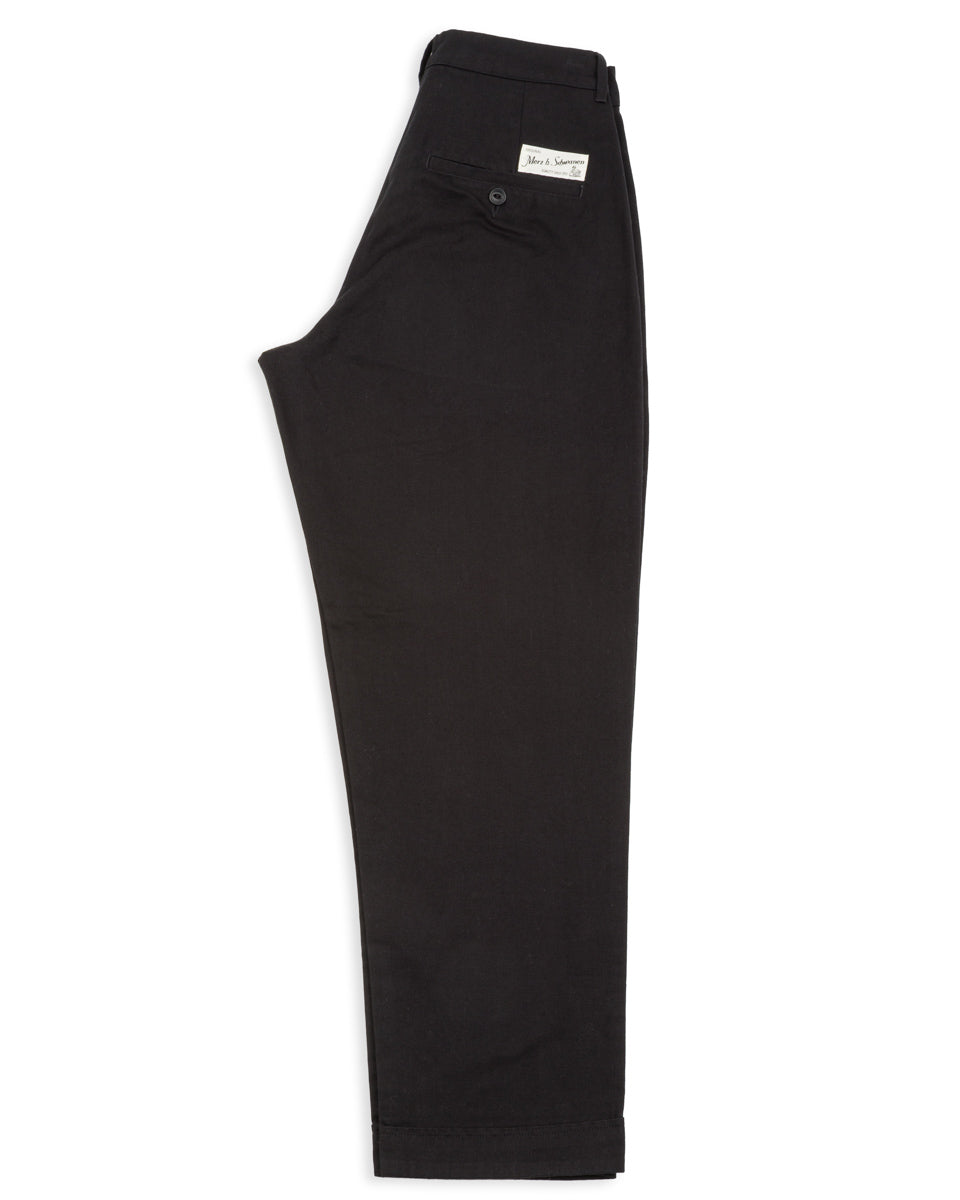 Merz b. Schwanen Good Basics Women's Relaxed Fit Pants - Deep Black Cotton Twill - Standard & Strange