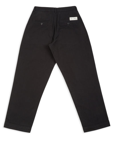 Merz b. Schwanen Good Basics Women's Relaxed Fit Pants - Deep Black Cotton Twill - Standard & Strange
