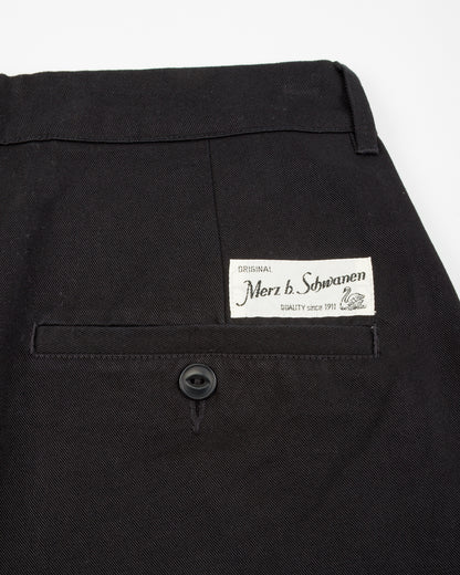 Merz b. Schwanen Good Basics Women's Relaxed Fit Pants - Deep Black Cotton Twill - Standard & Strange