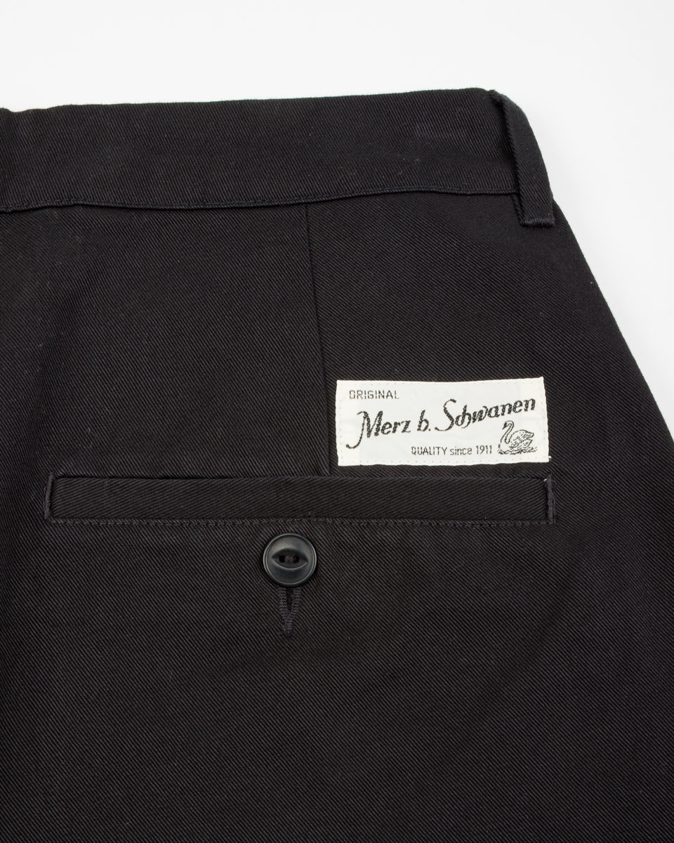 Merz b. Schwanen Good Basics Women's Relaxed Fit Pants - Deep Black Cotton Twill - Standard & Strange
