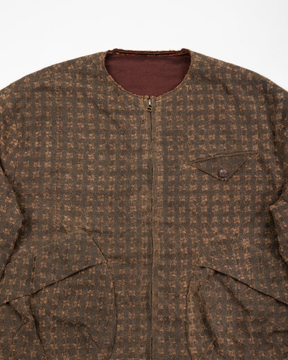 Monad London Collarless Rouach Jacket - Mud Dyed Tussah Silk Brown - Standard & Strange