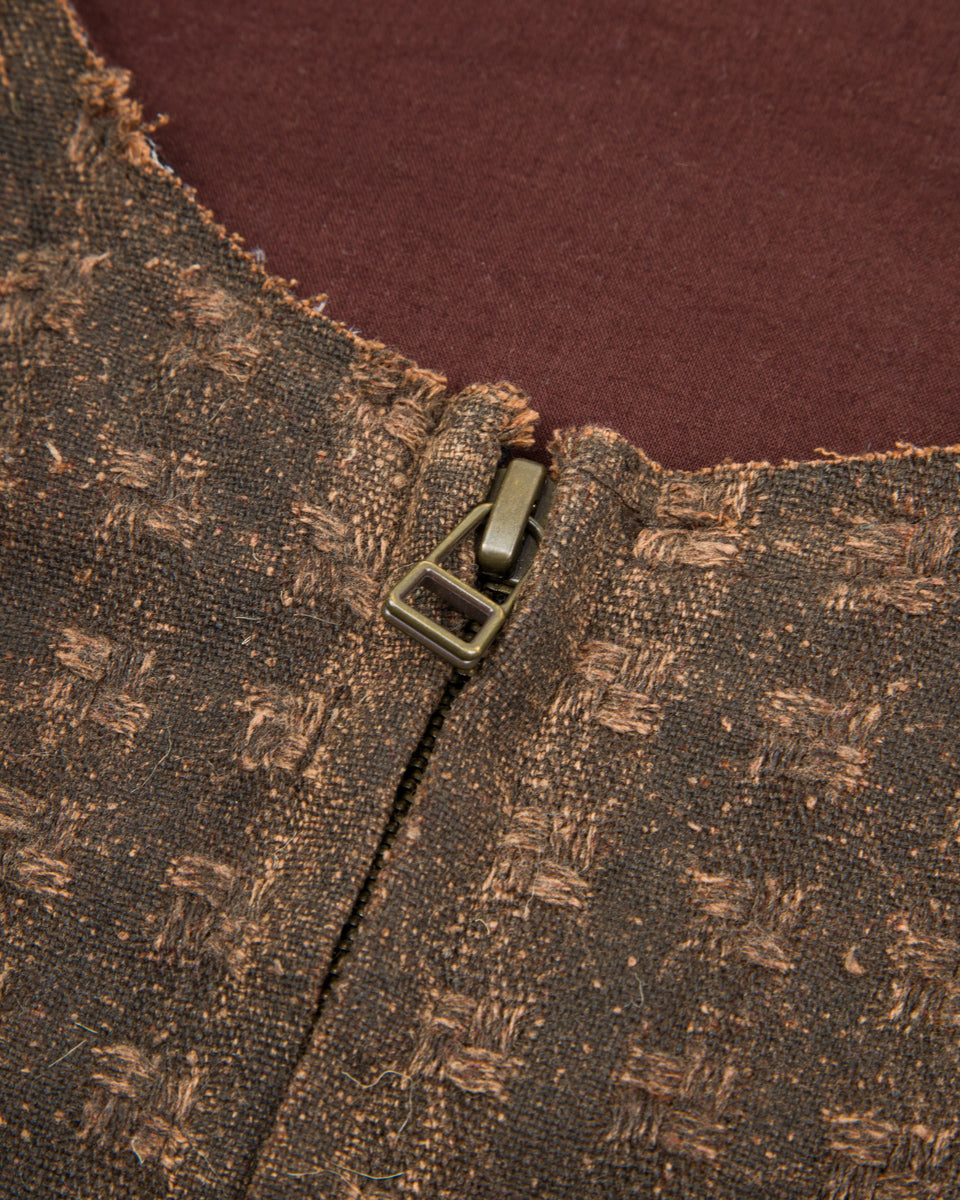 Monad London Collarless Rouach Jacket - Mud Dyed Tussah Silk Brown - Standard & Strange
