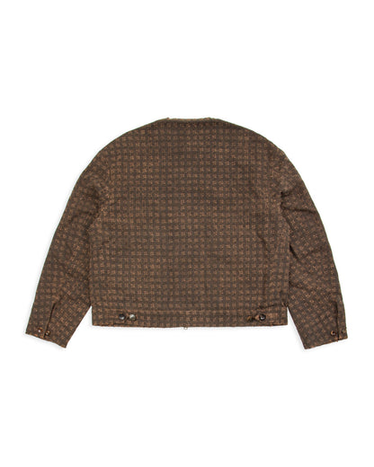 Monad London Collarless Rouach Jacket - Mud Dyed Tussah Silk Brown - Standard & Strange