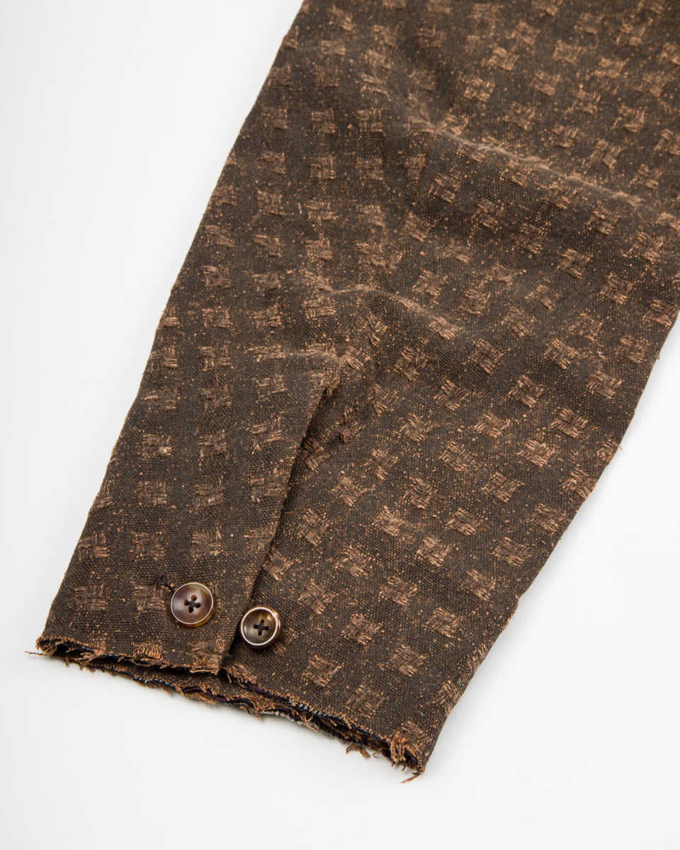 Monad London Collarless Rouach Jacket - Mud Dyed Tussah Silk Brown - Standard & Strange