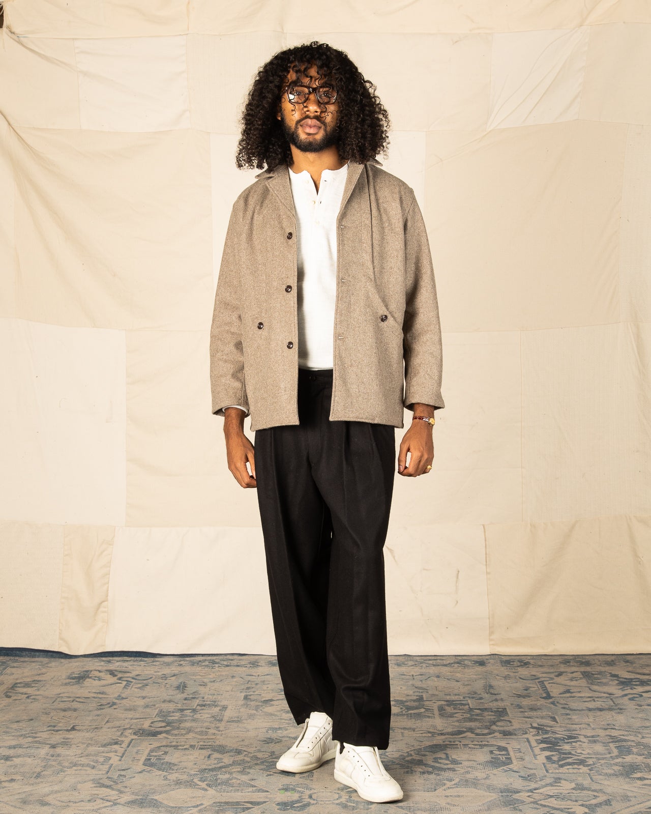Monitaly Harvester Jacket - Beige Melange Wool Flannel – Standard
