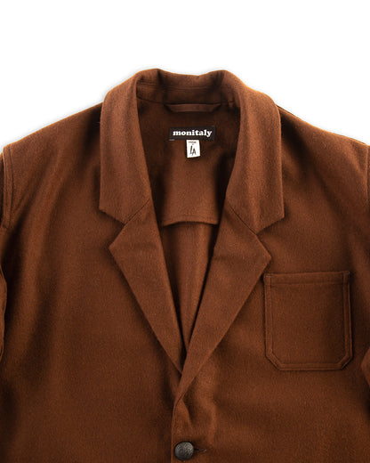 Monitaly Italian Drop Lapel Jacket - Solid Brown Wool Flannel - Standard & Strange