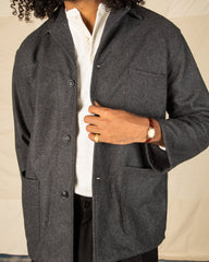 Monitaly Italian Jail Jacket - Charcoal Melange Wool Flannel - Standard & Strange