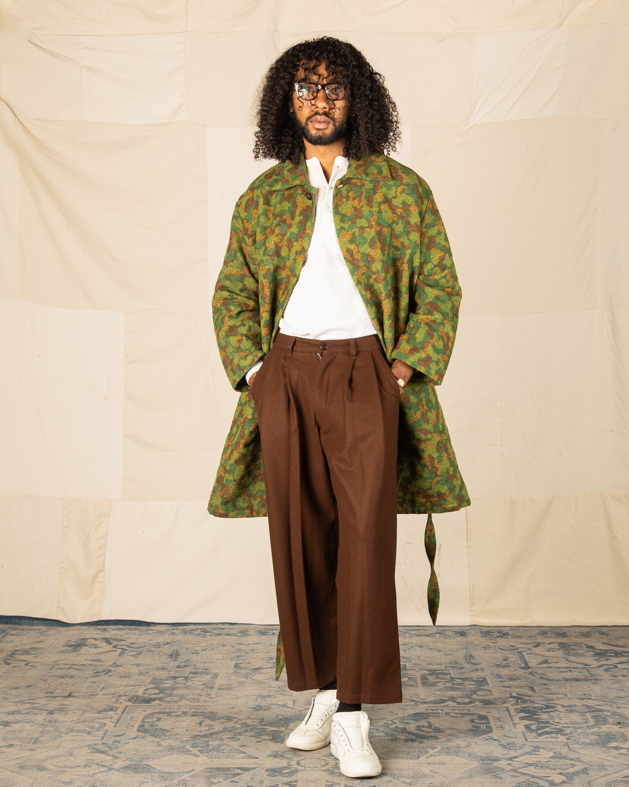 Jute Coat - Green Camo Cotton Jacquard