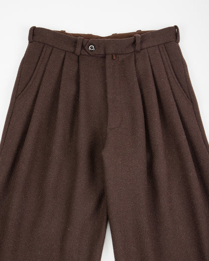 Monitaly Triple Tuck Wide Pants - Brown Wool Flannel Vicente - Standard & Strange