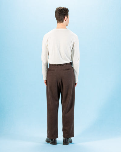 Monitaly Triple Tuck Wide Pants - Brown Wool Flannel Vicente - Standard & Strange