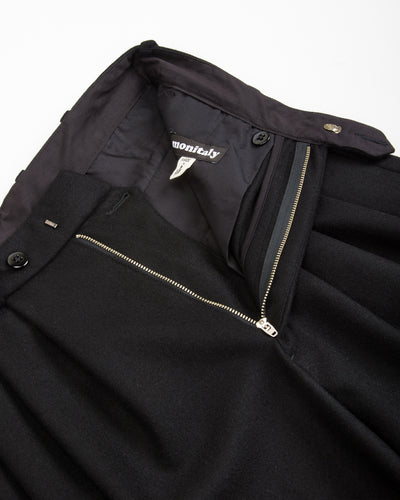 Monitaly Triple Tuck Wide Pants - Solid Black Wool Flannel - Standard & Strange