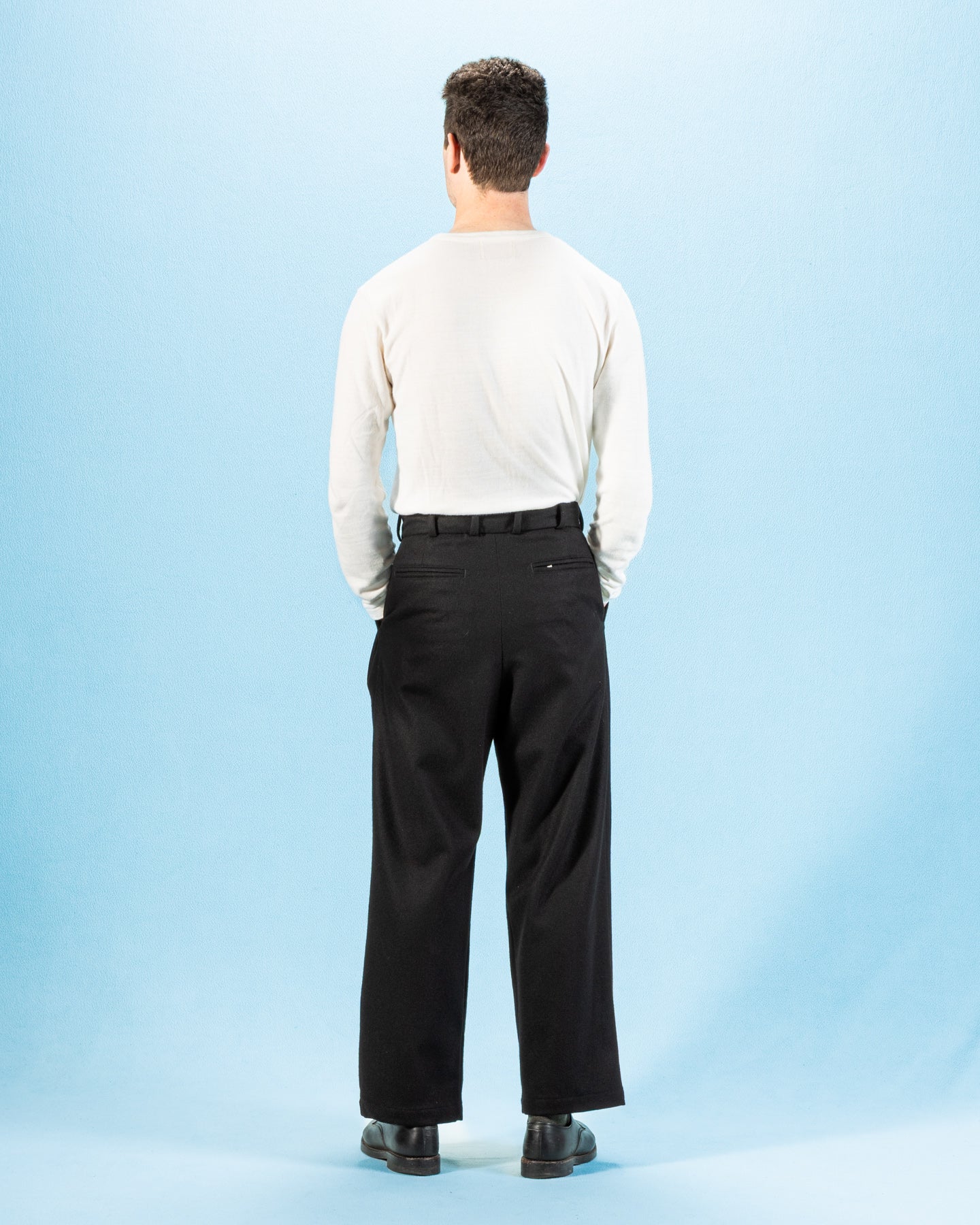 Triple Tuck Wide Pants - Solid Black Wool Flannel – Standard & Strange
