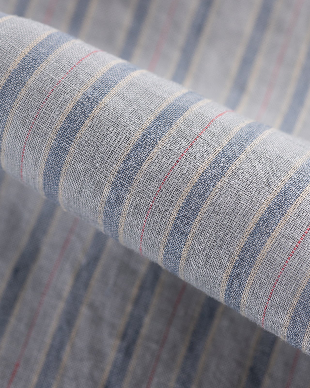 MotivMfg Authentic Fit BD Shirt - Aqua Buff Scarlet Stripe Superfine Linen Broadcloth - Standard & Strange