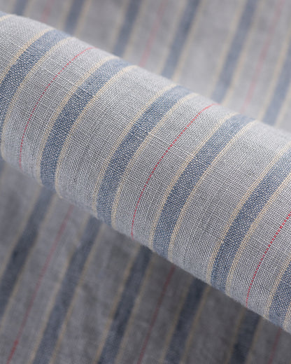 MotivMfg Authentic Fit BD Shirt - Aqua Buff Scarlet Stripe Superfine Linen Broadcloth - Standard & Strange