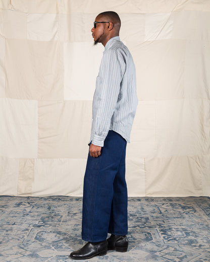 MotivMfg Authentic Fit BD Shirt - Aqua Buff Scarlet Stripe Superfine Linen Broadcloth - Standard & Strange