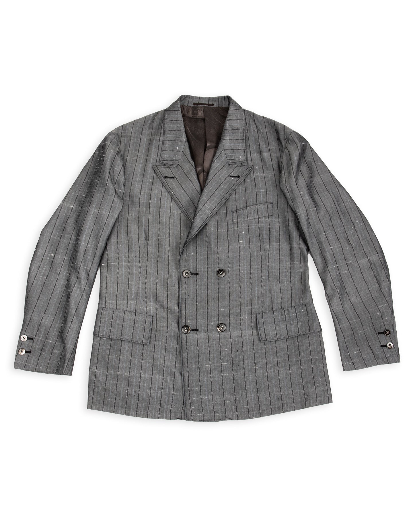 Burokrat Jacket - Grey Melange Stripe Vintage Dupioni