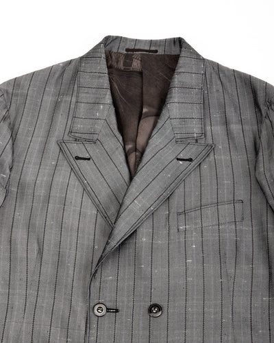 Burokrat Jacket - Grey Melange Stripe Vintage Dupioni