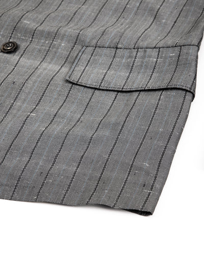 Burokrat Jacket - Grey Melange Stripe Vintage Dupioni