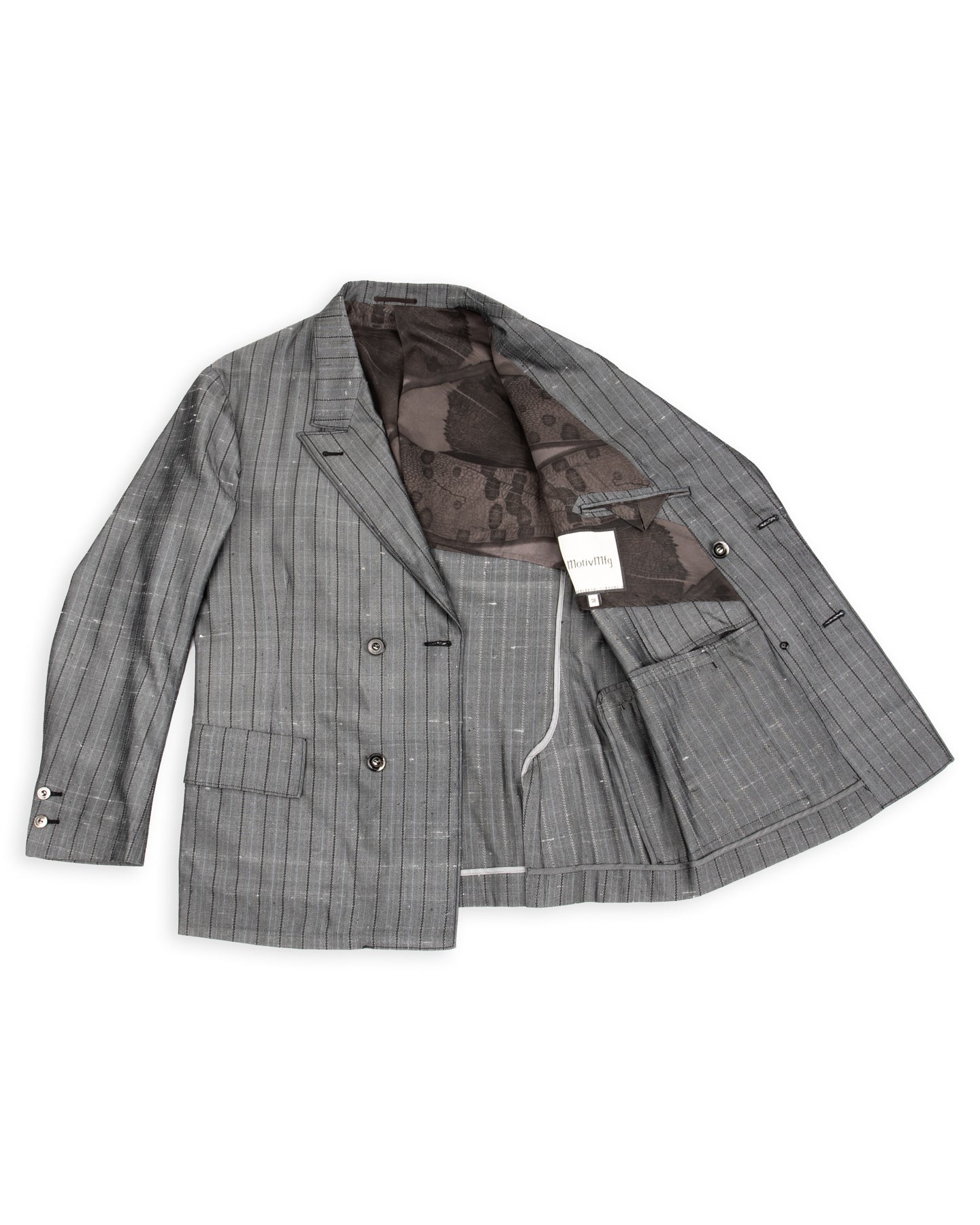 Burokrat Jacket - Grey Melange Stripe Vintage Dupioni