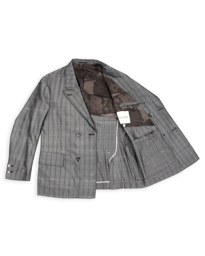 Burokrat Jacket - Grey Melange Stripe Vintage Dupioni