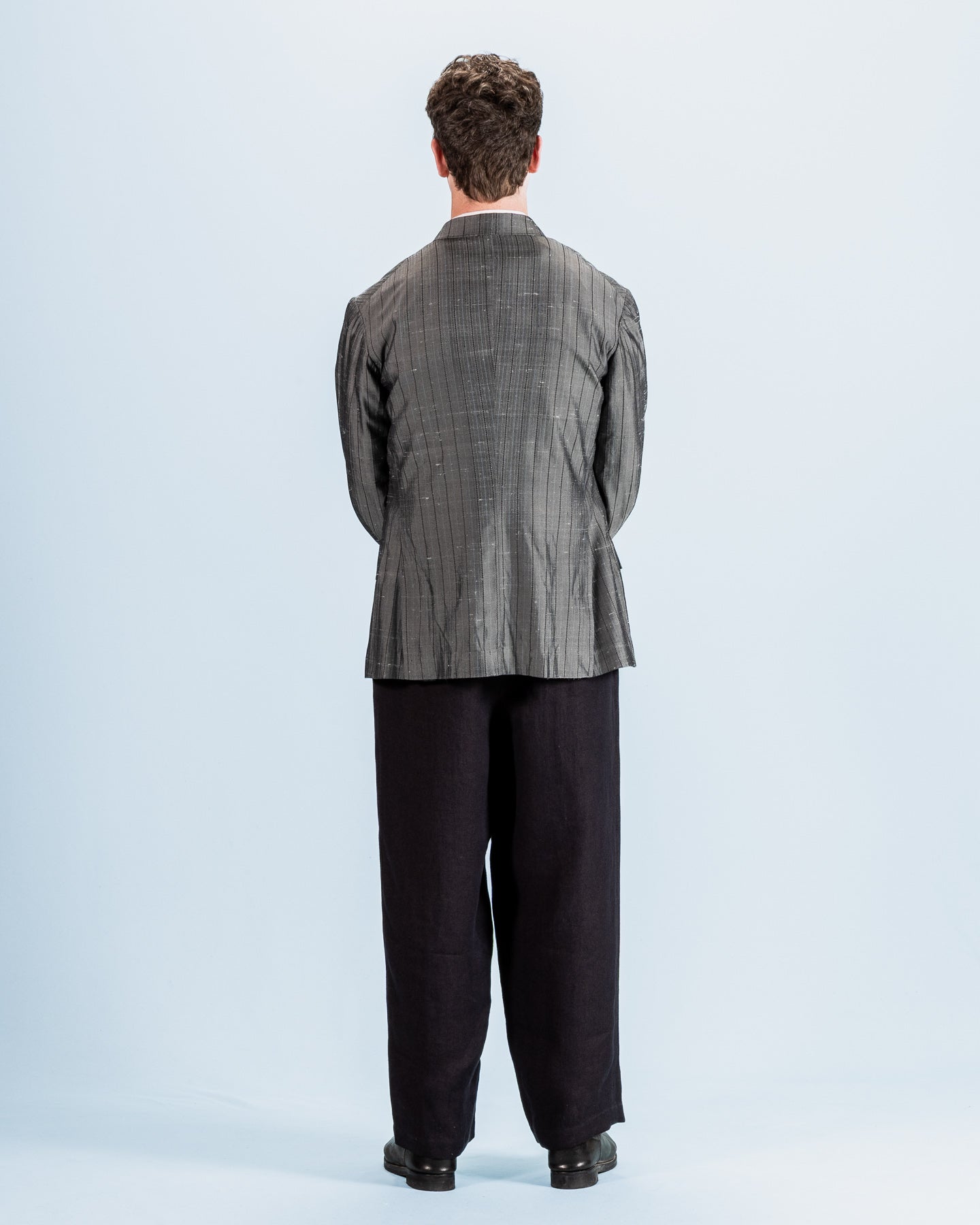 Burokrat Jacket - Grey Melange Stripe Vintage Dupioni