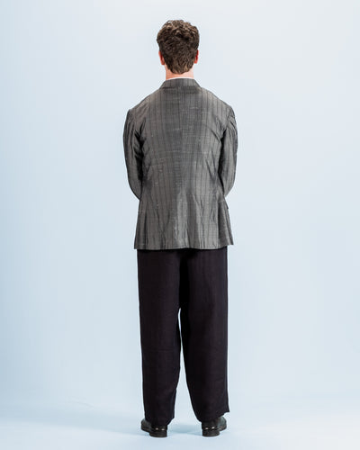 Burokrat Jacket - Grey Melange Stripe Vintage Dupioni