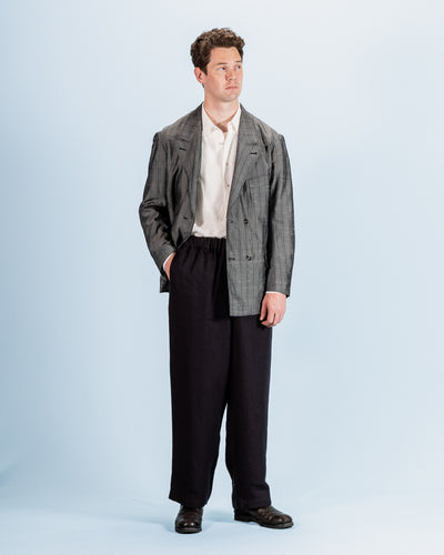 Burokrat Jacket - Grey Melange Stripe Vintage Dupioni