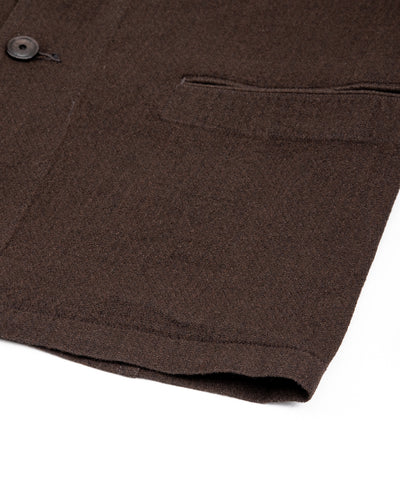 Continental Sack Jacket - Espresso Wool Linen Crepe