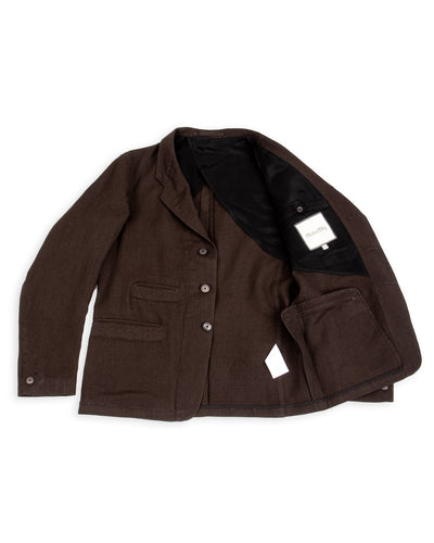 Continental Sack Jacket - Espresso Wool Linen Crepe