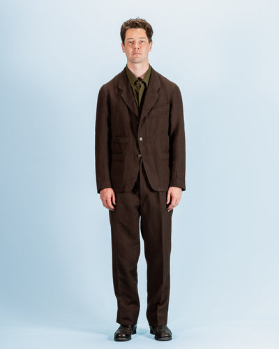 Continental Sack Jacket - Espresso Wool Linen Crepe