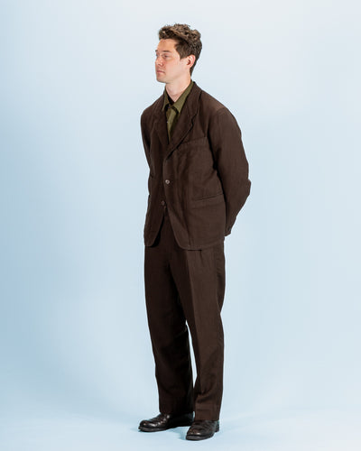Continental Sack Jacket - Espresso Wool Linen Crepe