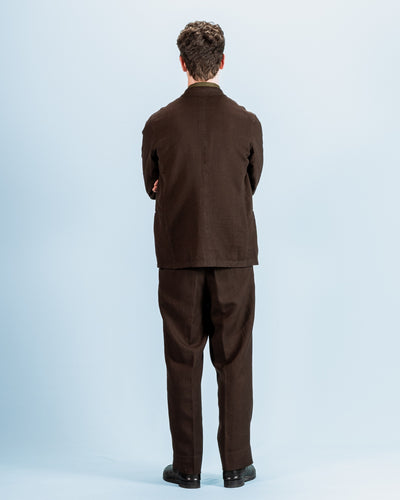 Continental Sack Jacket - Espresso Wool Linen Crepe