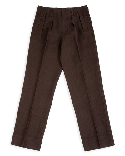 English Trousers - Espresso Wool Linen Crepe