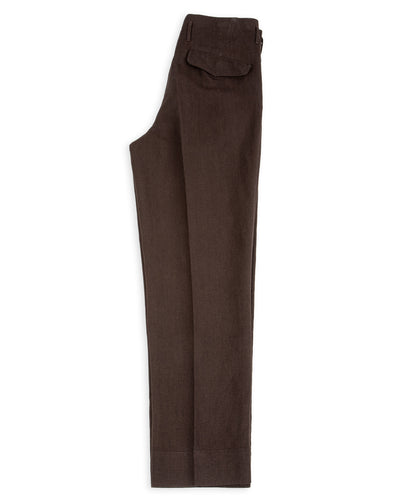 English Trousers - Espresso Wool Linen Crepe
