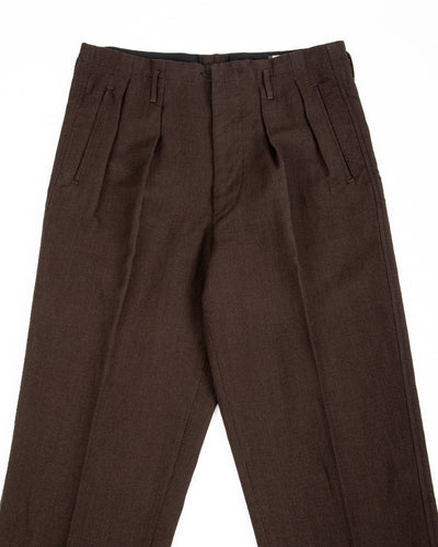 English Trousers - Espresso Wool Linen Crepe