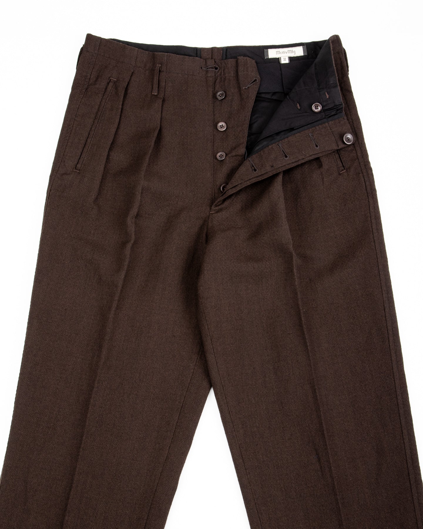 English Trousers - Espresso Wool Linen Crepe