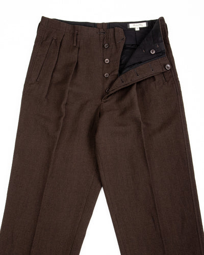 English Trousers - Espresso Wool Linen Crepe