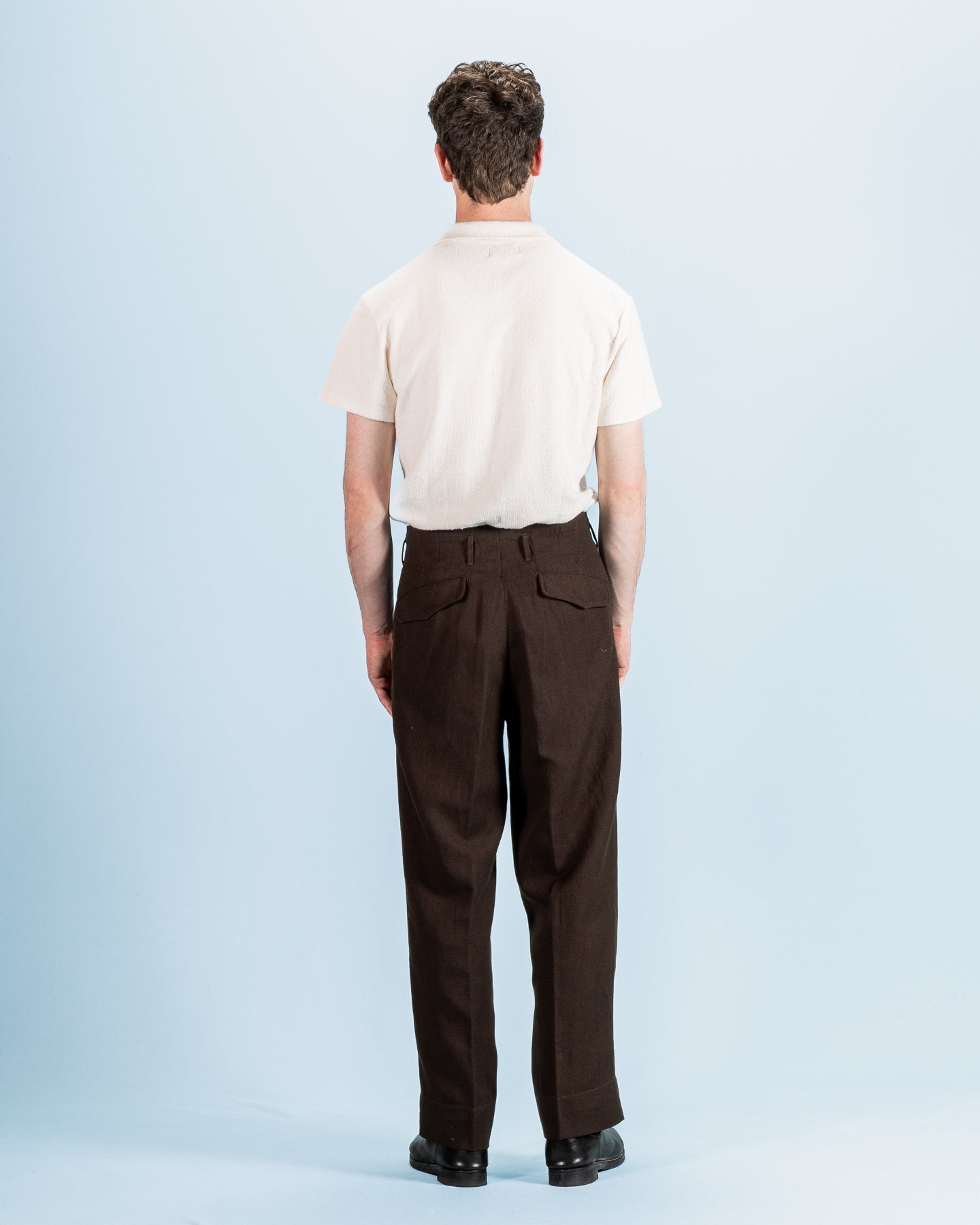 English Trousers - Espresso Wool Linen Crepe