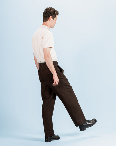 English Trousers - Espresso Wool Linen Crepe