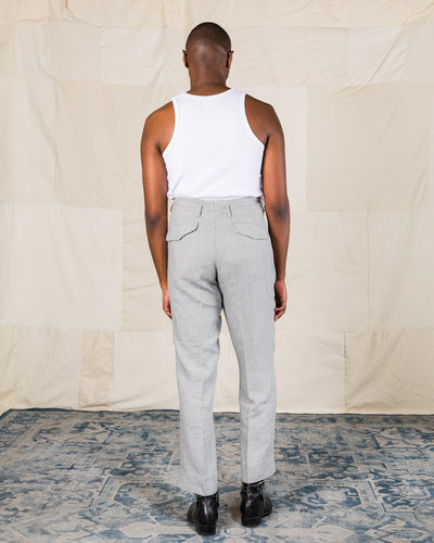 MotivMfg English Trousers - Light Grey Stripe High Twist Linen - Standard & Strange