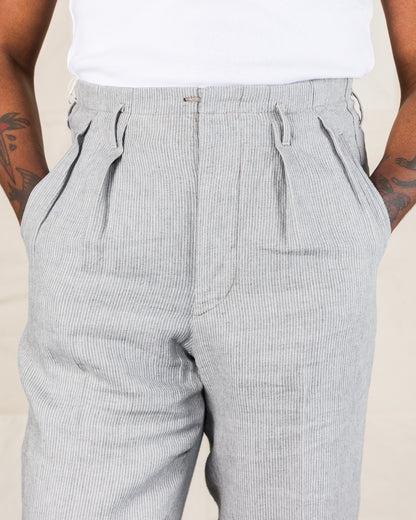 MotivMfg English Trousers - Light Grey Stripe High Twist Linen - Standard & Strange