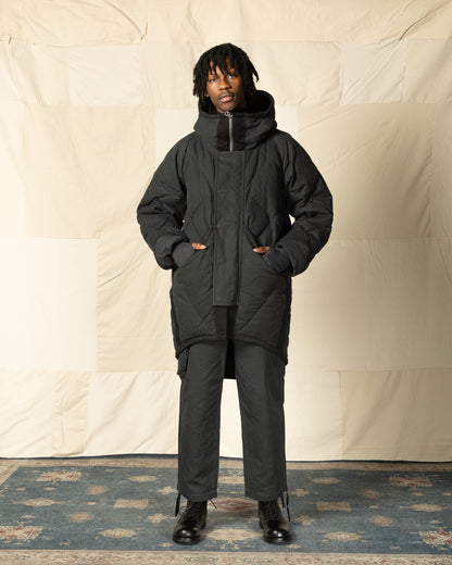 MotivMfg Lander Down Coat - Charcoal Halley Stevenson "Military Finish" Waxed Cotton - Standard & Strange
