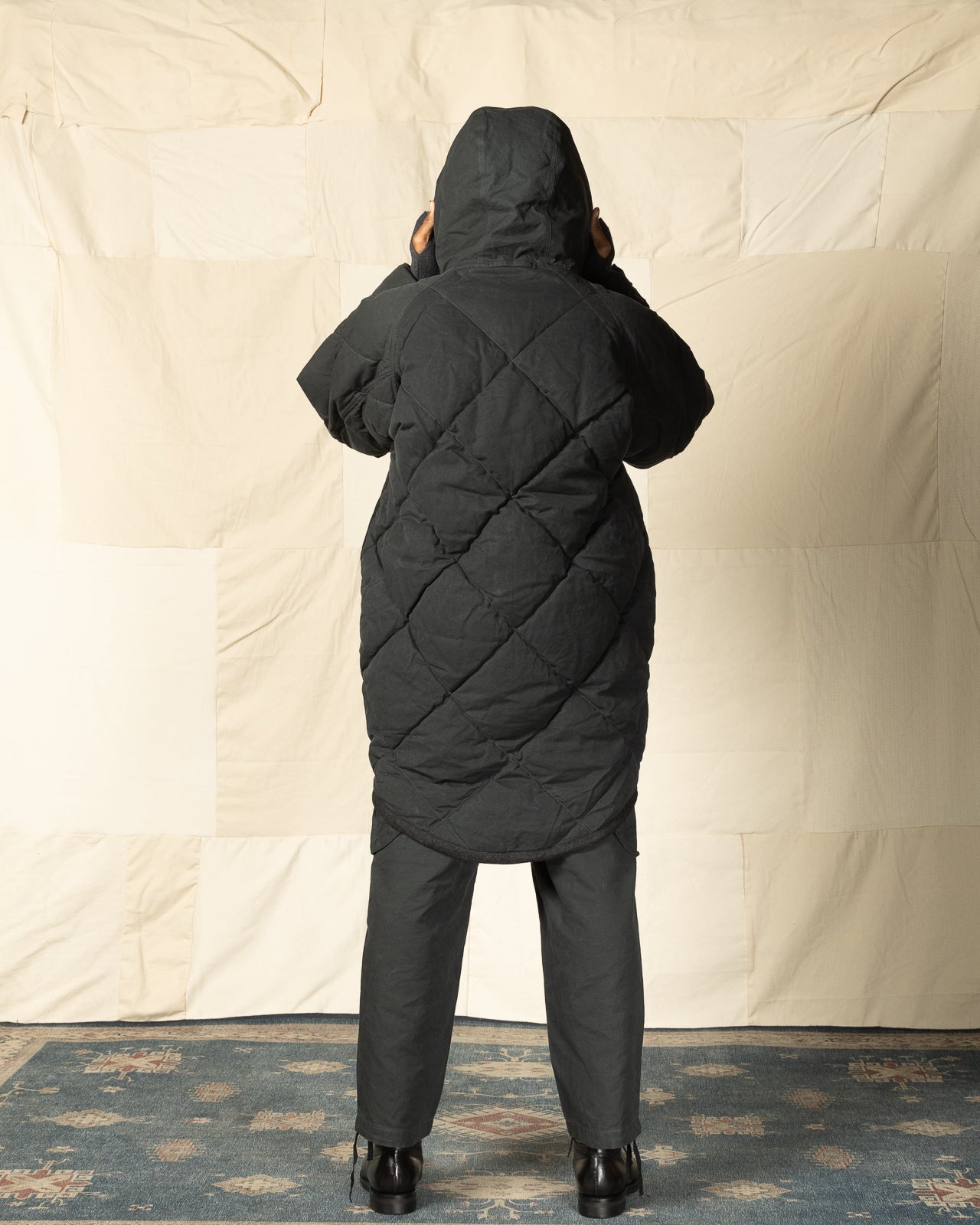 MotivMfg Lander Down Coat - Charcoal Halley Stevenson "Military Finish" Waxed Cotton - Standard & Strange