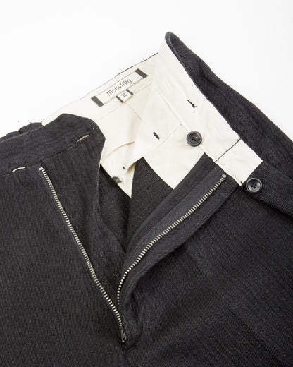 MotivMfg Loft Trousers - Black Linen Wool Pique - Standard & Strange