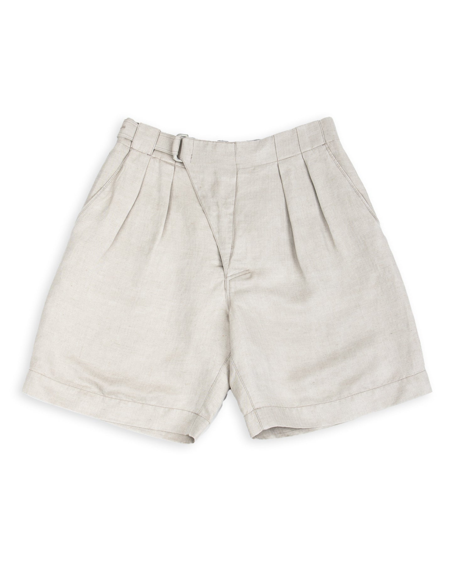 Oblique Shorts - Natural Silk Linen Fine HBT