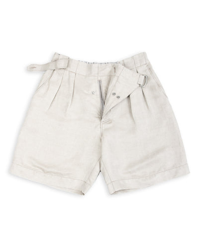 Oblique Shorts - Natural Silk Linen Fine HBT